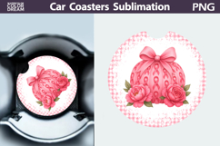 Pumpkin Breast Cancer Car Coaster | Pink Ribbon Awareness Product Image 1