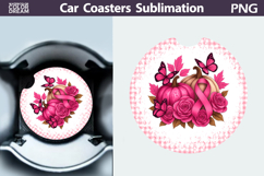 Pumpkin Breast Cancer Car Coaster | Pink Ribbon Awareness Product Image 1