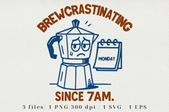 Retro Coffee Line Art Clipart, Funny Puns SVG | PNG | EPS Product Image 1