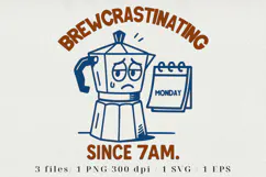 Retro Coffee Line Art Clipart, Funny Puns SVG | PNG | EPS Product Image 1