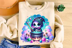 Brewing Trouble PNG , Grim Reaper Png, Cute Skeleton Png Product Image 1