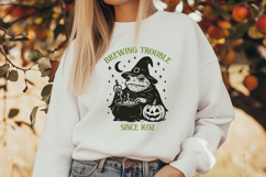 Brewing Trouble Frog SVG | Halloween Toad Witch Cauldron PNG Product Image 3