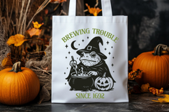 Brewing Trouble Frog SVG | Halloween Toad Witch Cauldron PNG Product Image 2