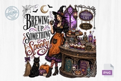 Brewing Up Something Spooky Witch Cafe PNG Sublimation Art Product Image 1