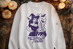 Brewing Up Trouble SVG | Retro Pinup Witch Halloween PNG Art Product Image 3