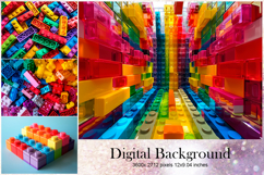 Colorful Toy Brick Background Wallpaper Blocks Wallart Product Image 1