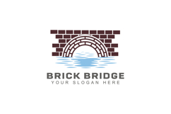 Simple Keystone Canal Waterway Brick Bridge with river creek Product Image 1
