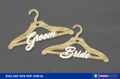 Bride and Groom Dress Hanger, Wooden hanger laser file Product Image 1