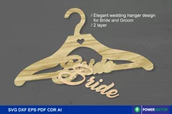 Bride and Groom Dress Hanger, Wooden hanger laser file Product Image 3
