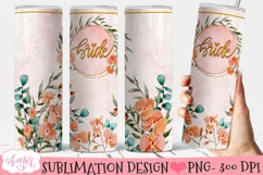 Bride Tumbler Wrap for Sublimation | Wedding tumbler PNG Product Image 1