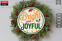 Bright And Joyful SVG | Christmas Round Sign SVG | Xmas SVG Product Image 1