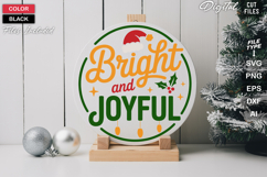 Bright And Joyful SVG | Christmas Round Sign SVG | Xmas SVG Product Image 2
