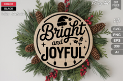 Bright And Joyful SVG | Christmas Round Sign SVG | Xmas SVG Product Image 3