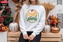 Bright And Joyful SVG | Christmas Round Sign SVG | Xmas SVG Product Image 4