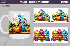 Bright Funny Birds Mug Sublimation | Cute Bird Mug Wrap Product Image 1