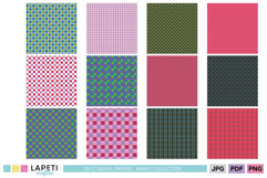 Collection of 12 colorful plaid scrapbook paper backgrounds