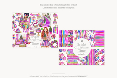 Merry &amp; Bright Christmas Clipart | Festive Pink Holiday PNGs Product Image 2
