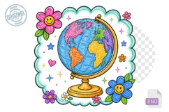 Bright Classroom Globe Clipart PNG Educational Artwork Product Image 1