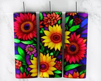 Bright Colorful Sunflowers Skinny Tumbler Wrap PNG Product Image 3