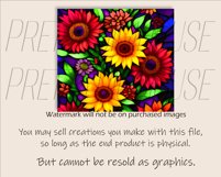 Bright Colorful Sunflowers Skinny Tumbler Wrap PNG Product Image 2