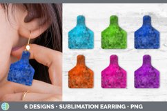 Bundle of six Bright cattle ear cow tag earrings sublimation designs.