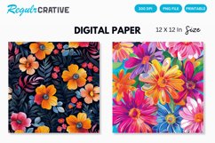 Bright Floral Seamless Digital Paper, Bright Floral Pattern Product Image 1