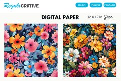 Bright Floral Seamless Digital Paper, Bright Floral Pattern Product Image 1