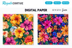 Bright Floral Seamless Digital Paper, Bright Floral Pattern Product Image 1
