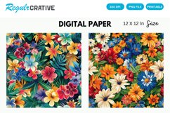 Bright Flowers Digital Paper, Bright Flowers Background Product Image 1