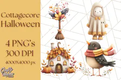 Cottagecore Halloween Clipart Cozy PNG, Autumn Fall Png Product Image 1