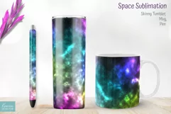 bright space sublimation design for tumbler and mug and pen