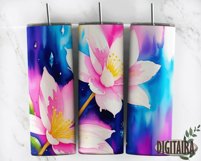 Vibrant Watercolor Flowers Tumbler Design, Bright Floral PNG Product Image 5