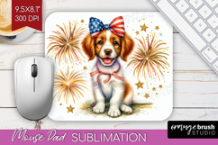 Brittany Spaniel Dog Mouse Pad Sublimation Patriotic Dog PNG Product Image 1