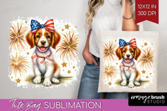 Brittany Spaniel Dog Tote Bag Patriotic Dog Tote Bag PNG Product Image 1