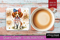 Brittany Spaniel Dog Square Coaster Patriotic Dog Coaster Product Image 1