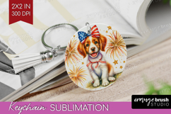 Brittany Spaniel Dog Keychain PNG Patriotic Dog Keychain Product Image 1