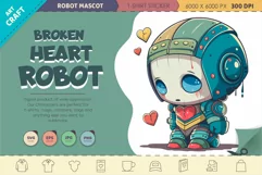 Broken Heart Robot. T-Shirt, PNG, SVG. Product Image 1
