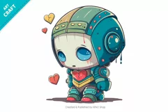 Broken Heart Robot. T-Shirt, PNG, SVG. Product Image 2