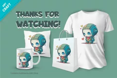 Broken Heart Robot. T-Shirt, PNG, SVG. Product Image 3