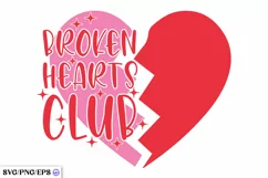 Broken Hearts Club Valentine’s Day SVG PNG Design Product Image 1