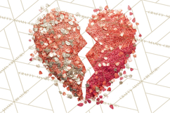Broken Glitter Heart Clipart, Glittery Cracked Heart Png Product Image 3