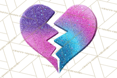 Broken Glitter Heart Clipart, Glittery Cracked Heart Png Product Image 4