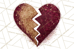 Broken Glitter Heart Clipart, Glittery Cracked Heart Png Product Image 5
