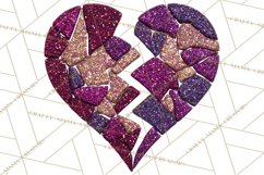 Broken Glitter Heart Clipart, Glittery Cracked Heart Png Product Image 2