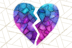 Broken Glitter Heart Clipart, Glittery Cracked Heart Png Product Image 5