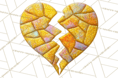 Broken Glitter Heart Clipart, Glittery Cracked Heart Png Product Image 3