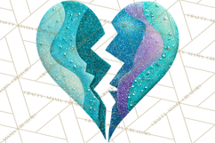 Broken Glitter Heart Clipart, Glittery Cracked Heart Png Product Image 2