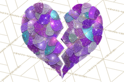 Broken Glitter Heart Clipart, Glittery Cracked Heart Png Product Image 5