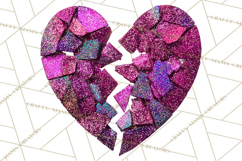 Broken Glitter Heart Clipart, Glittery Cracked Heart Png Product Image 2