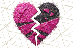 Broken Glitter Heart Clipart, Glittery Cracked Heart Png Product Image 3